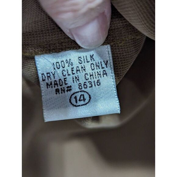 Finity Women's Brown Silk Mandarin Collar Button Front Tunic Blouse Size 14 - Picture 3 of 5